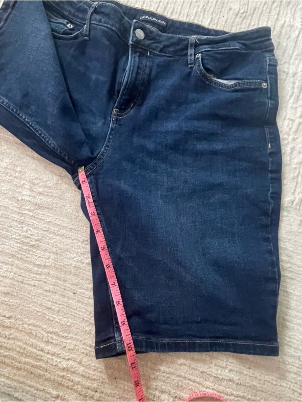Calvin Klein Bermuda Jean Shorts 5 Pocket Size 14 Dark Wash - Picture 8 of 11